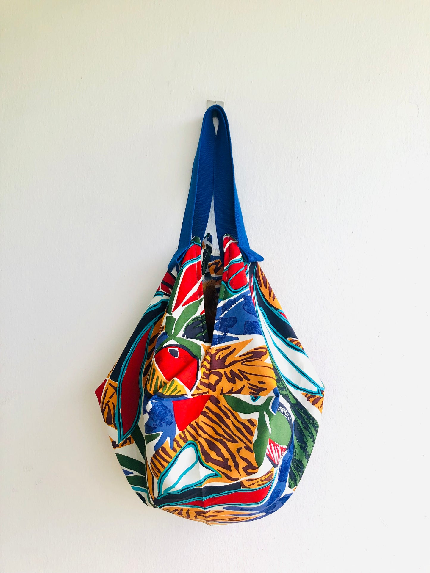 Colorful sac shoulder bag , origami sac bag , reversible fabric Japanese inspired bag | Colorful end of the summer