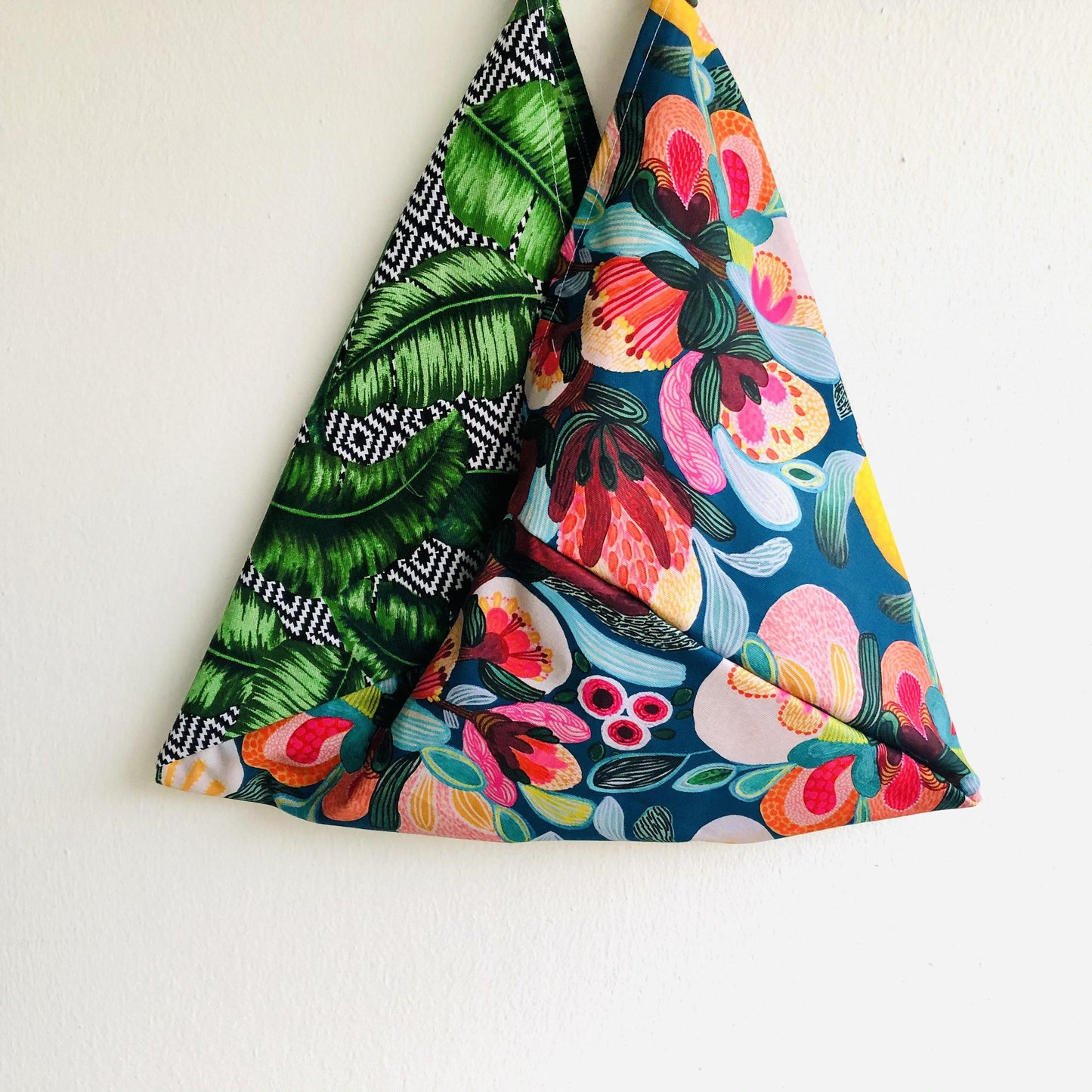 Tote triangle origami bag , handmade ooak colorful bento bag | It’s a tropical paradise - Jiakuma