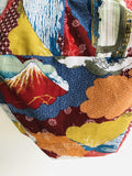 Origami sac reversible bag , fabric handmade Japanese inspired bag | Kabuki & mountain landscape - Jiakuma