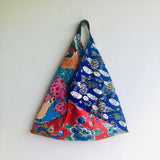 Origami bento bag , shoulder tote colorful ecc bag | Lucky dragons  flying in a blue sky over a pond with beautiful flowers - Jiakuma