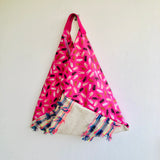 Origami shoulder bento bag , cool summer boho eco bag , Japanese inspired bag | Stay positive