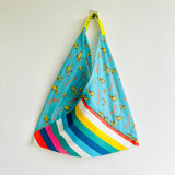 Colorful origami tote bag , Japanese bento bag , shoulder fabric shopping bag , triangle tote bag | Happy bananas