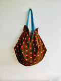 Origami sac shoulder bag , boho sac bag , reversible Japanese inspired bag | Spiky tassels