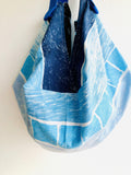 Sac shoulder bag , origami sac bags, reversible fabric eco bag | Blue sea  lines - Jiakuma