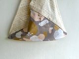 Tote shoulder triangle bag , fabric bento bag , origami triangle bag | Calligraphy & golden strokes