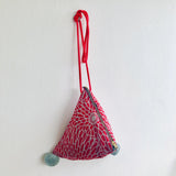 Pom Pom origami bag , triangle fabric cute eco bag | A field of red flowers - Jiakuma