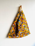 Origami bento bag , colorful tote triangle bag , ooak fabric bag , shoulder Japanese inspired bag | Getting ready for my next trip to Japan