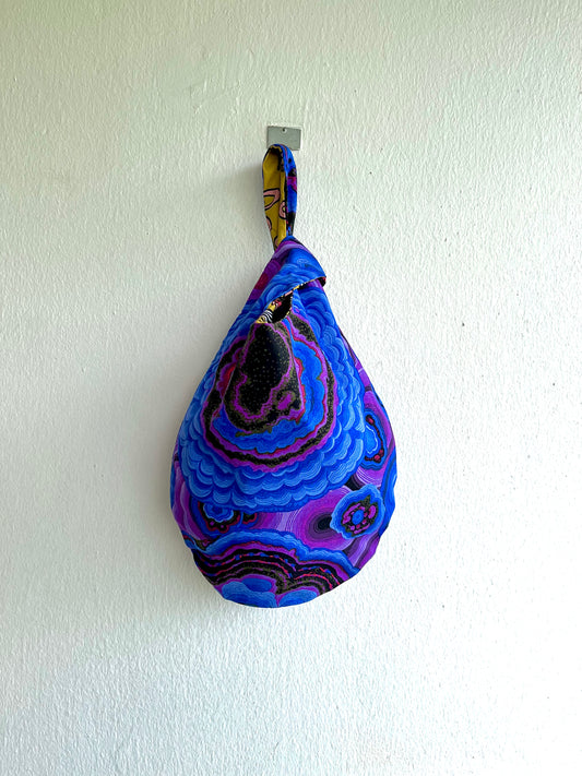 Original small knot bag , reversible wrist bag , eco friendly Japanese inspired bag | Fossils in my garden - Jiakuma