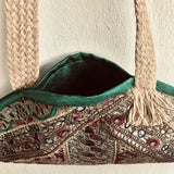 Shoulder Indian fabric small tote bag , handmade embroidery beautiful weekend bag | Karishma - Jiakuma