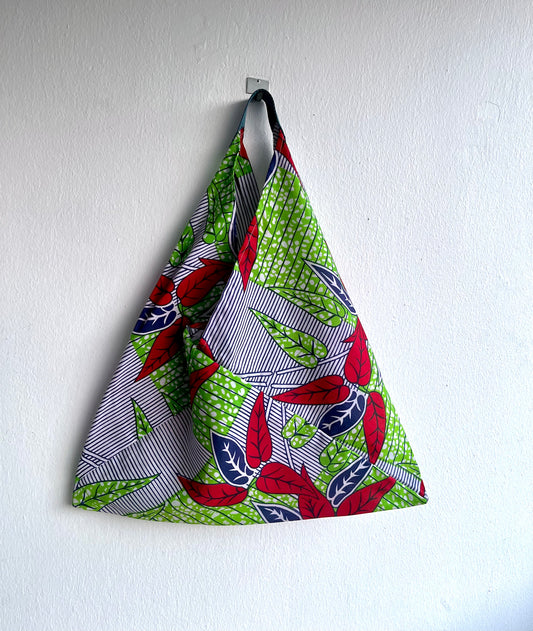 Origami bento bag , Japanese inspired bag , tote bento , origami fabric bag , shoulder bag , colorful bag , African fabric bag | Tropical africa - Jiakuma