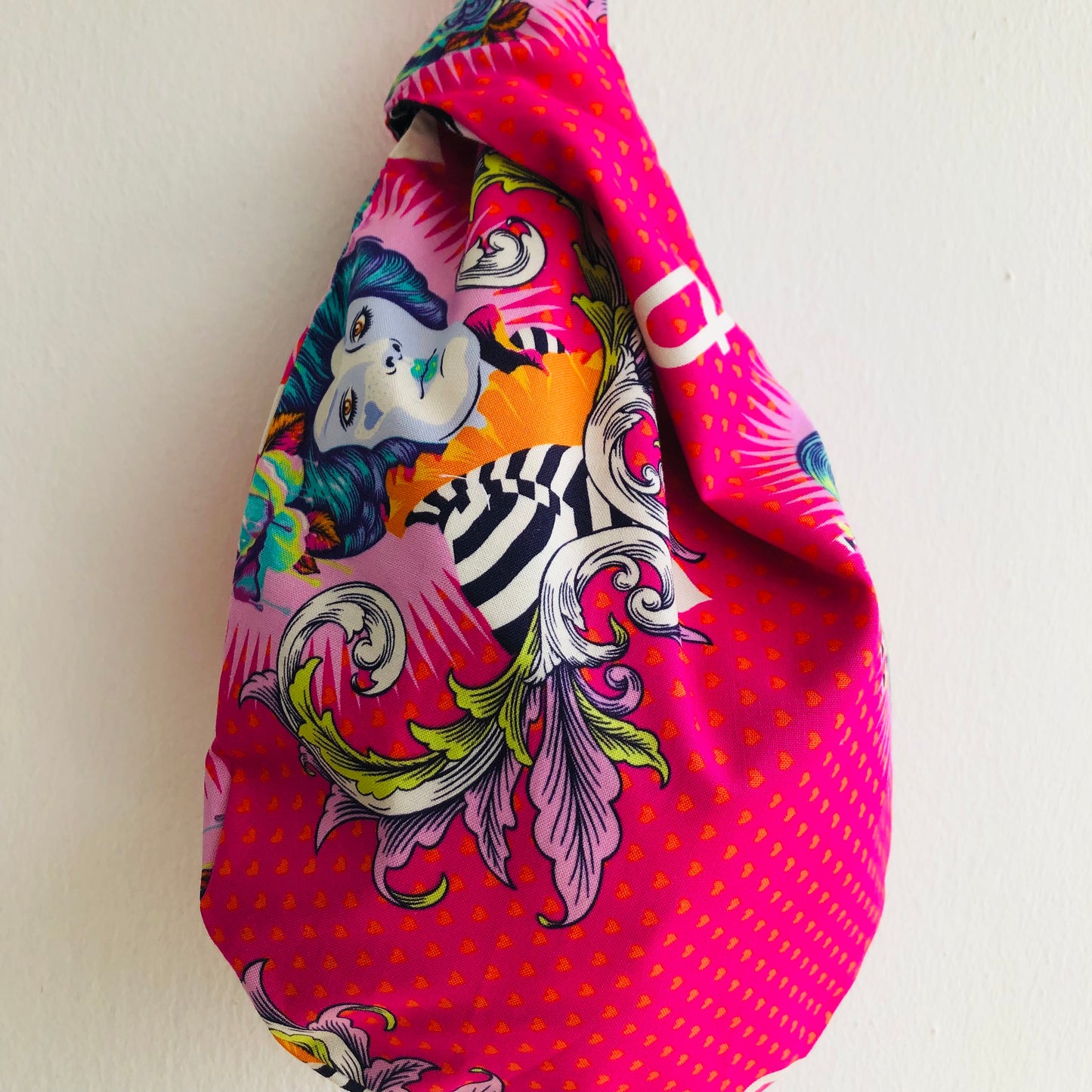 Wrist knot fabric bag , small Japanese inspired bag , colorful cute bag | If I lose my temper .. you lose your head