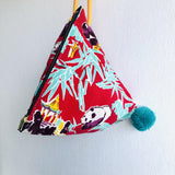 Origami triangle bag , dumpling cute pom pom bag , Japanese inspired bag | Pandas having fun in a Chinese forest - Jiakuma