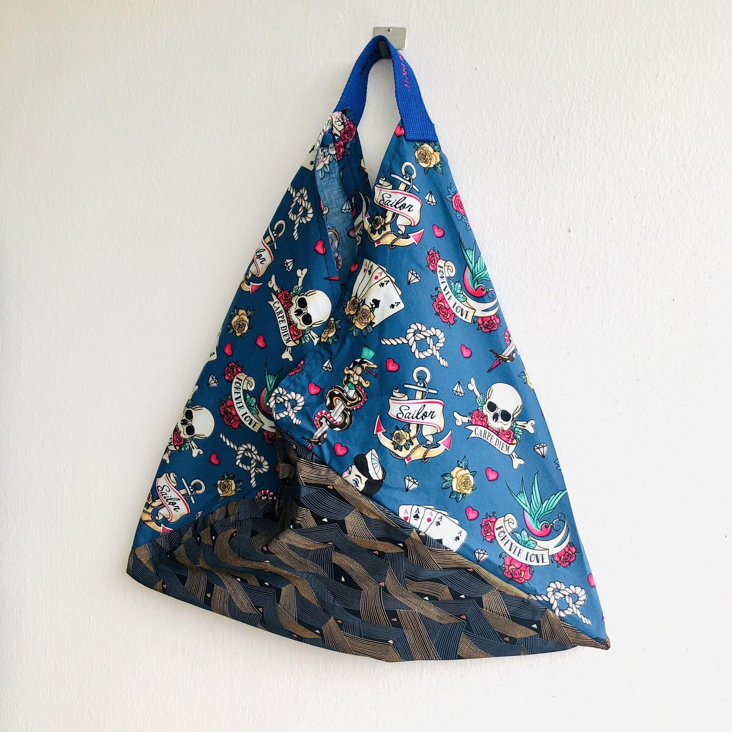 Origami bento bag. Shoulder tote eco bag , handmade Japanese inspired bag | Sailors in Hokkaido ‘s port - Jiakuma