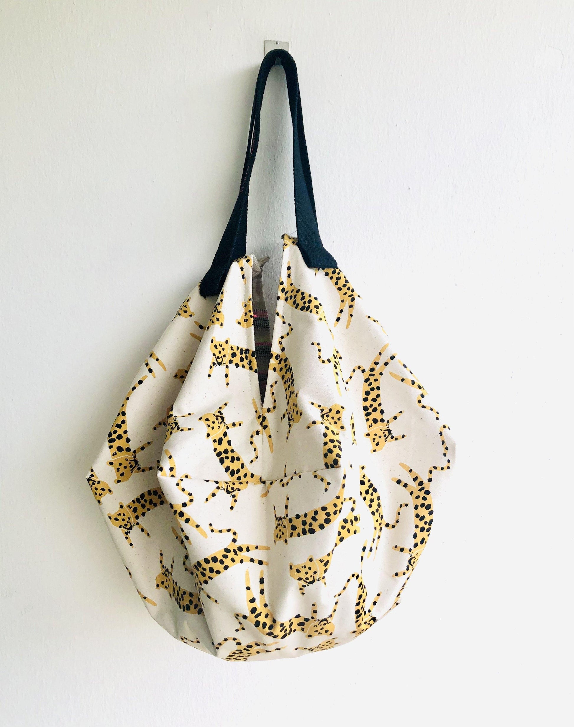 Origami sac bag , reversible shoulder fabric bag, boho style eco bag | Tigers in la Patagonia - Jiakuma