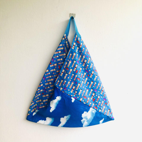 Origami tote bag , shoulder bento eco bag , fabric eco shopping bag | Blue sky over Japan - Jiakuma