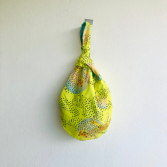 Origami knot bag , small wrist reversible fabric bag | Welcome to the beautiful jungle - Jiakuma
