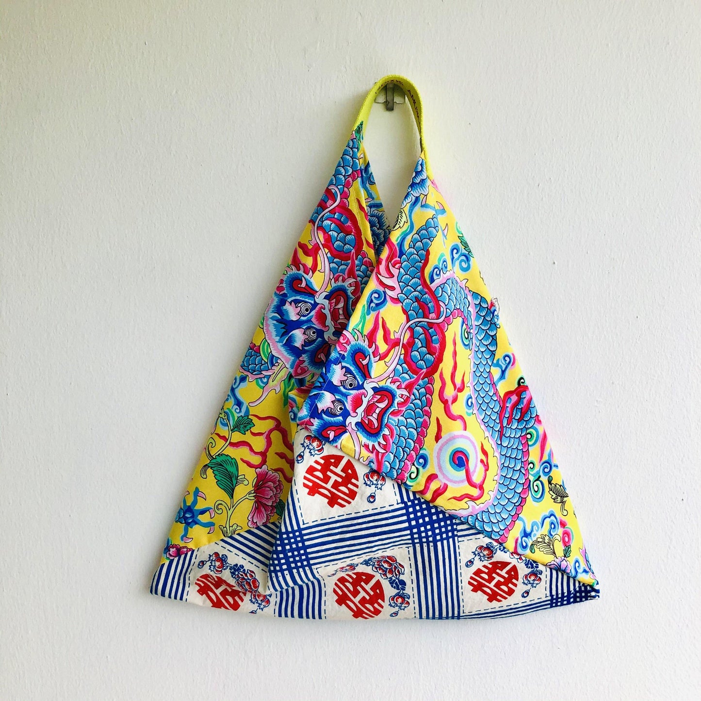 Origami bento shoulder bag , tote fabric colorful bag , silk print fabric shopping bag | Xi & the lucky dragon - Jiakuma