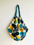 Origami sac bag , reversible fabric shoulder bag , Japanese inspired bag | Colored pebbles and batik