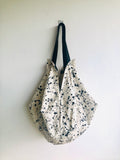 Origami sac reversible bag , Japanese inspired bag , shoulder shopping eco bag | Black and gold dots & ink splashes