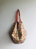 Japanese fabric sac origami bag, reversible shoulder bag | Colorful waves - Jiakuma