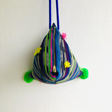 Dumpling shoulder fabric bag , cool boho tassel bag , triangle colorful pom pom bag | Me voy a Lima - Jiakuma