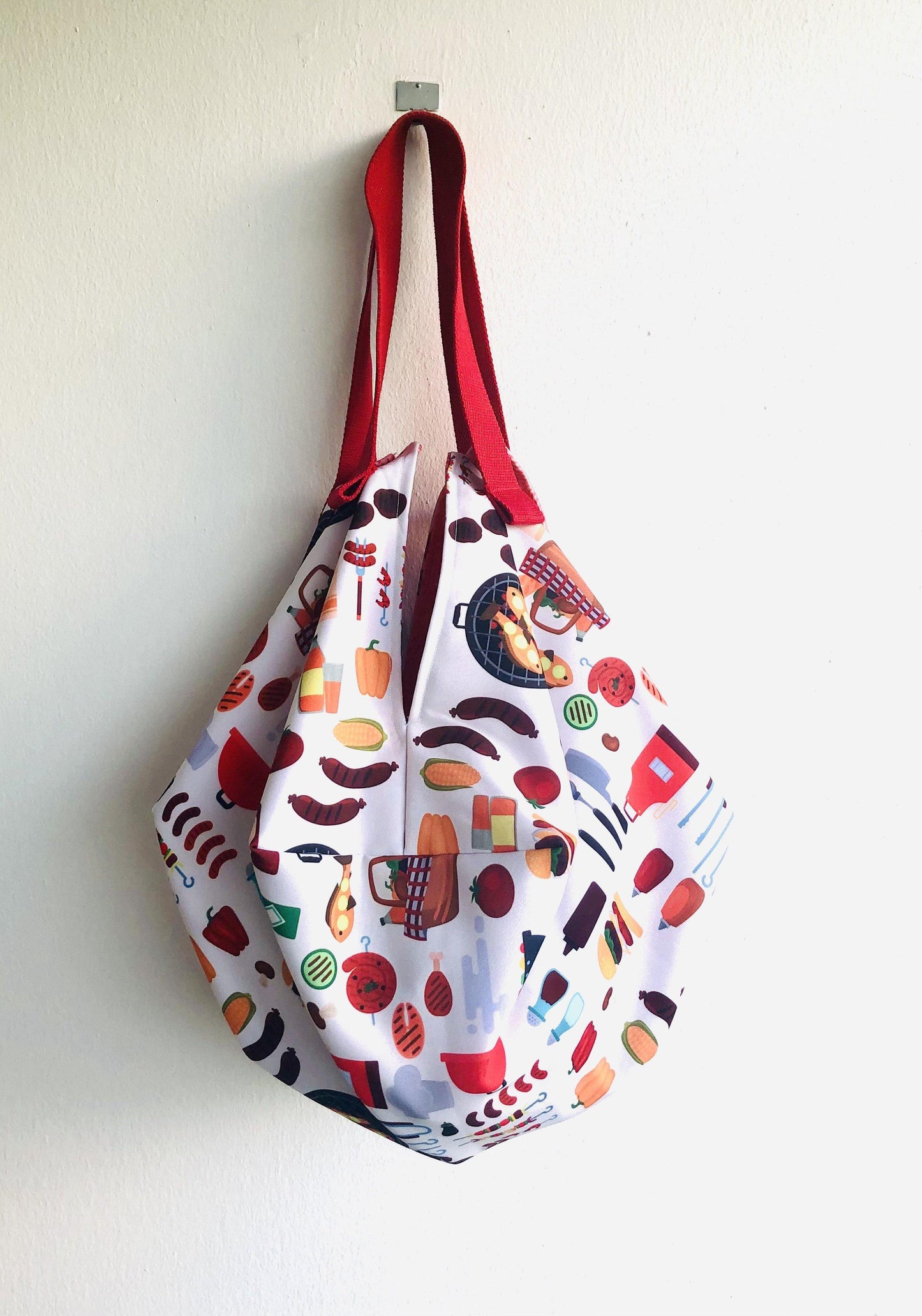 Sac shoulder origami bag , reversible handmade eco shopping bag | La barbacoa - Jiakuma