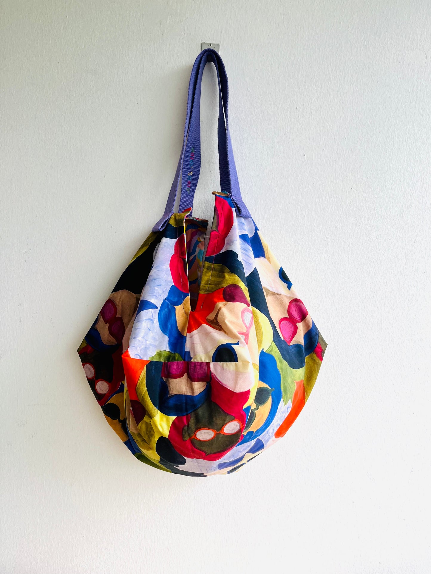 Origami sac bag , shoulder colorful Japanese inspired bag , reversible eco friendly summer bag | Mykonos island - Jiakuma