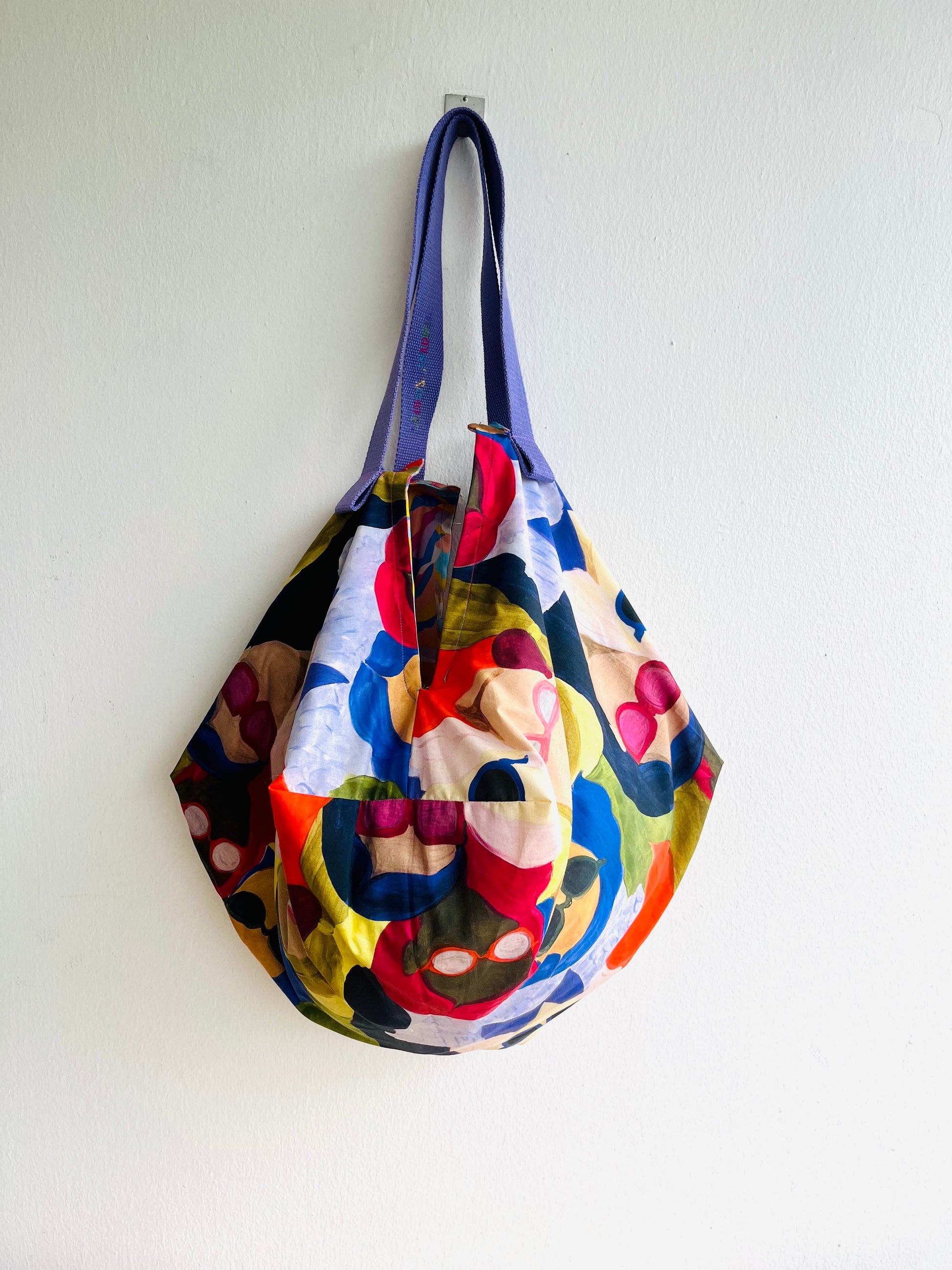Origami sac bag , shoulder colorful Japanese inspired bag , reversible eco friendly summer bag | Mykonos island - Jiakuma