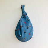 Small origami bag , cute Japanese inspired bag , wrist fabric reversible bag | I want to be a rock and roll star