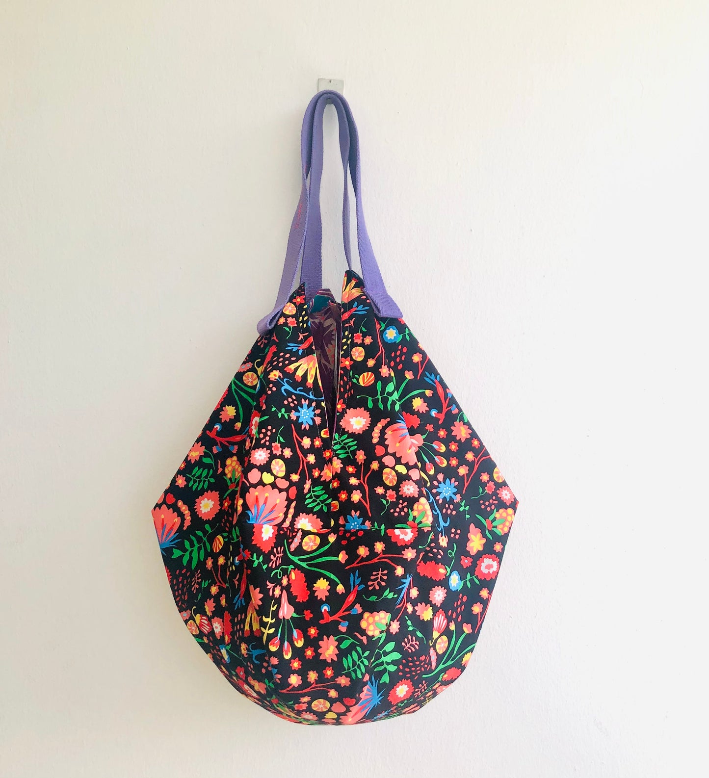 Colorful eco friendly shoulder bag , origami reversible sac bag | Garden life