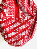 Sac origami bag , handmade reversible eco bag , block print fabric | Red sunset over Yogyakarta - Jiakuma