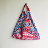 Origami bento bag , shoulder tote bag , shopping tote triangle bag | koi fish swimming at spring in Tokio - Jiakuma