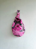 Origami reversible small bag , fabric knot bag , wrist Japanese inspired lunch bag | La Rosa del desierto