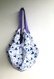 Origami sac bag , reversible shoulder fabric bag , Japanese inspired bag | Blue sheep