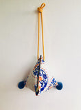 Dumpling pom pom bag, cute shoulder eco friendly bag | Orange & blue Shanghai flowers - Jiakuma