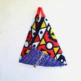 Origami African bento bag , shopping shoulder tote bag | African pom poms - Jiakuma