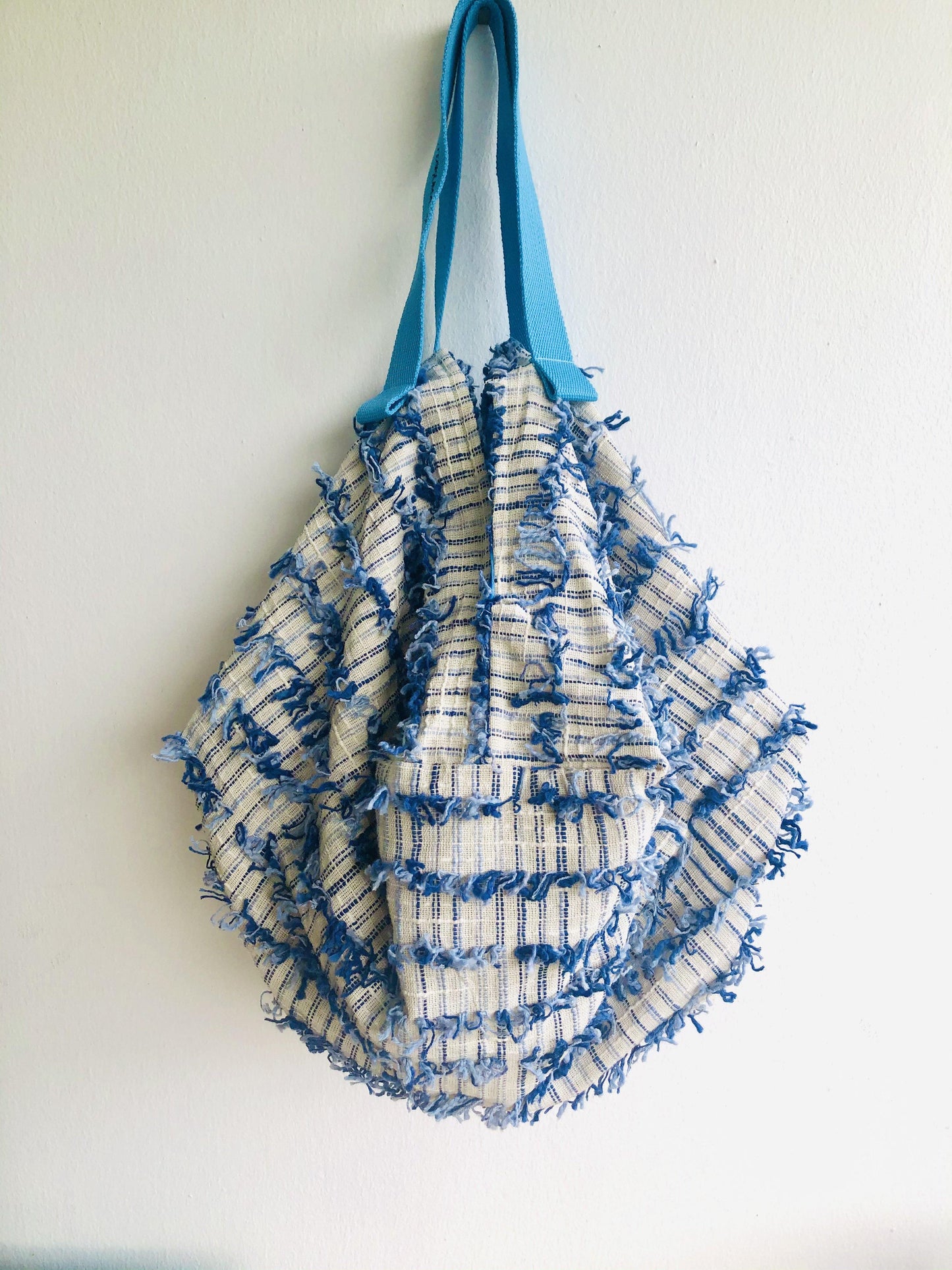 Origami fabric reversible bag , sac shoulder bag , boho eco friendly bag | A blue sky over Lampedusa - Jiakuma