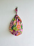 Small origami bag , knot fabric wrist bag , reversible Japanese inspired bag | la papaya