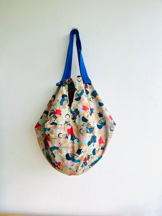 Origami sac bag , shoulder Japanese inspired bag , reversible fabric eco bag | Isola di Capri - Jiakuma