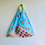 Bento tote bag , origami shoulder fabric bag , colorful triangle bag | Having cocktails in Acapulco