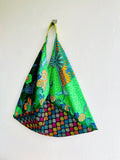 Origami bento bag , fabric eco friendly colorful bag , shoulder tote bag , Japanese inspired triangle bag | Bahia
