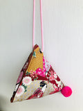 Origami dumpling bag , pom pom triangle small shoulder bag , Japanese inspired bag | Golden geishas - Jiakuma