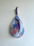 Small origami knot bag , wrist Japanese inspired bag , reversible fabric bag | Arcoiris