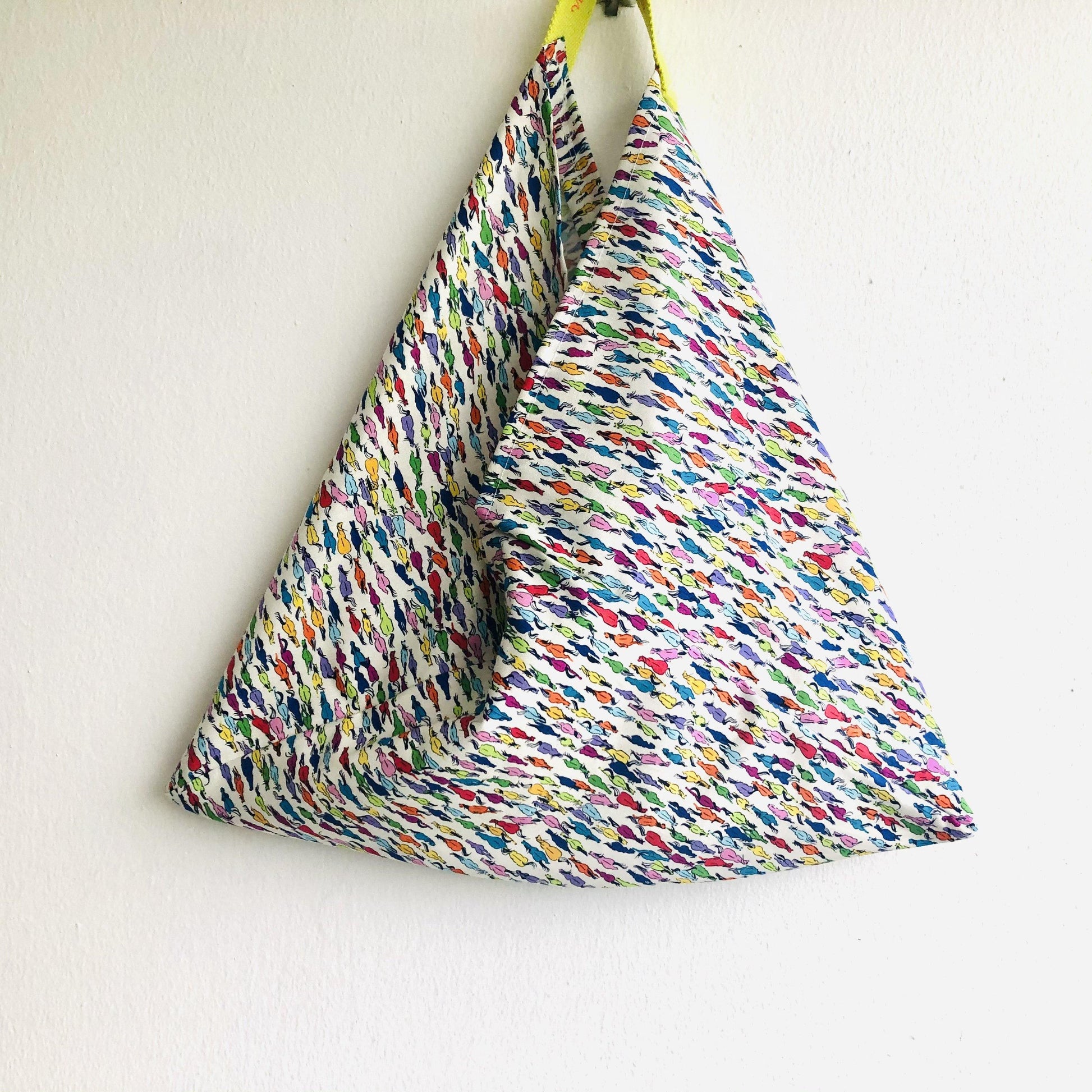 Origami bento bag , triangle colorful tote evo bag | Wild horses - Jiakuma