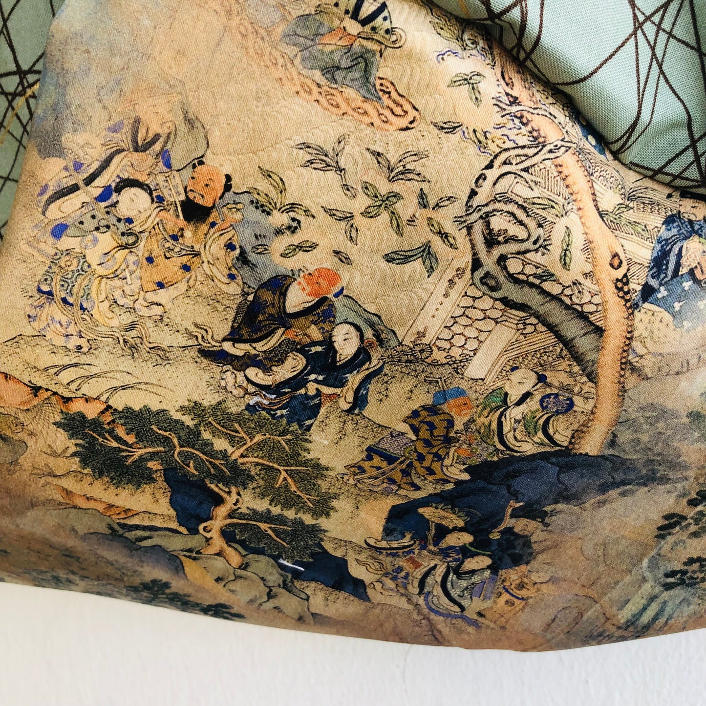 Shoulder tote bag , Japanese inspired  origami bento bag , beautiful fabric tote bag | The universe of Chinese paintings