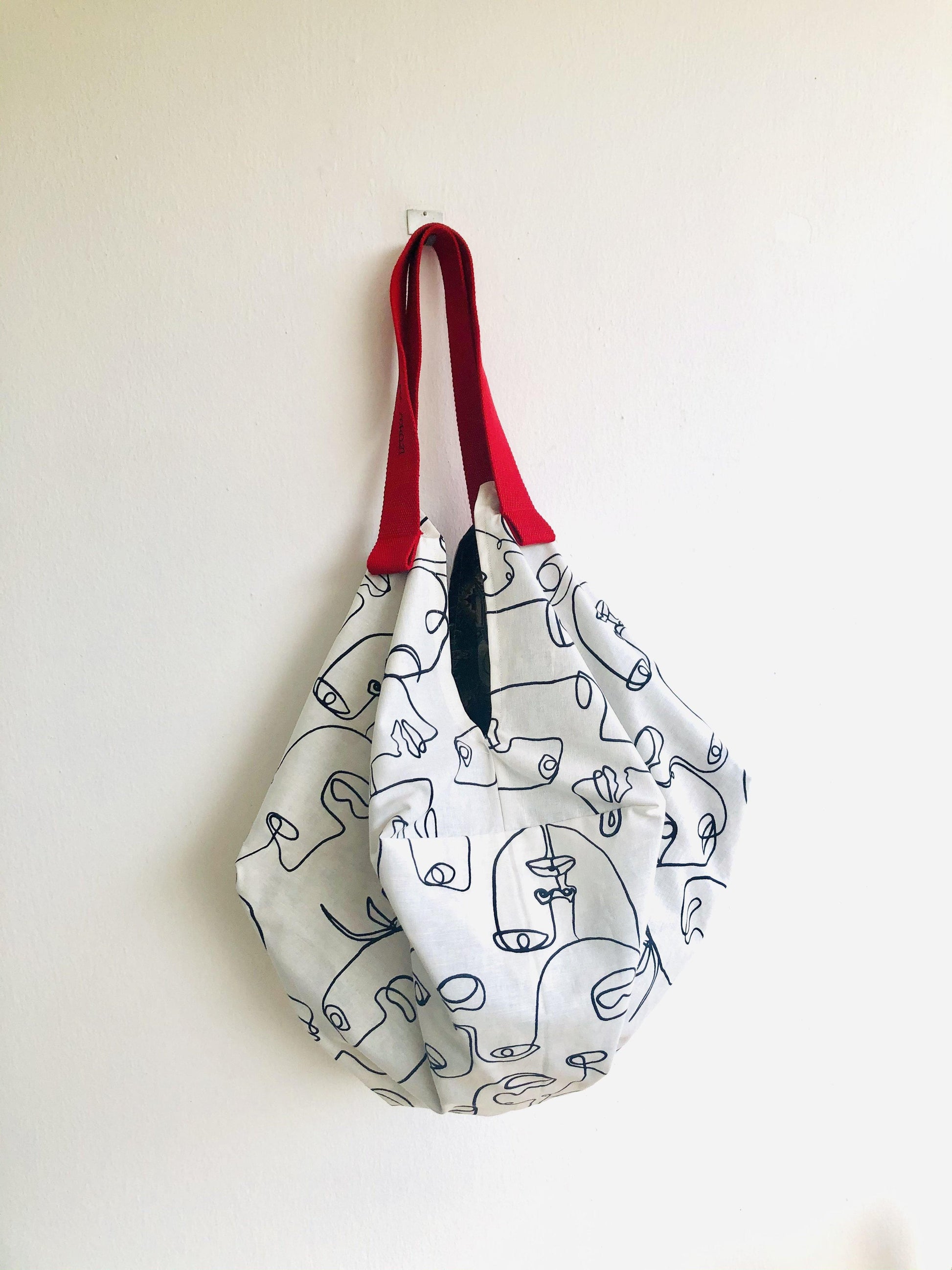 Sac origami pool bag , reversible Bicol fabric shoulder bag | Cubism & art nouveau - Jiakuma