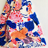Origami bento bag, shoulder fabric tote , silk screen print colorful bag l Ultramarine blue & orange Shanghai garden - Jiakuma