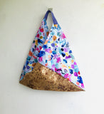 Unique bento origami bag , cool shoulder bento bag , cork tote bag | Gold cork & painter’s palette - Jiakuma