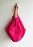 Sac fabric bag , eco tote shoulder bag , reversible pink bag | Yellow & rose 70’s - Jiakuma