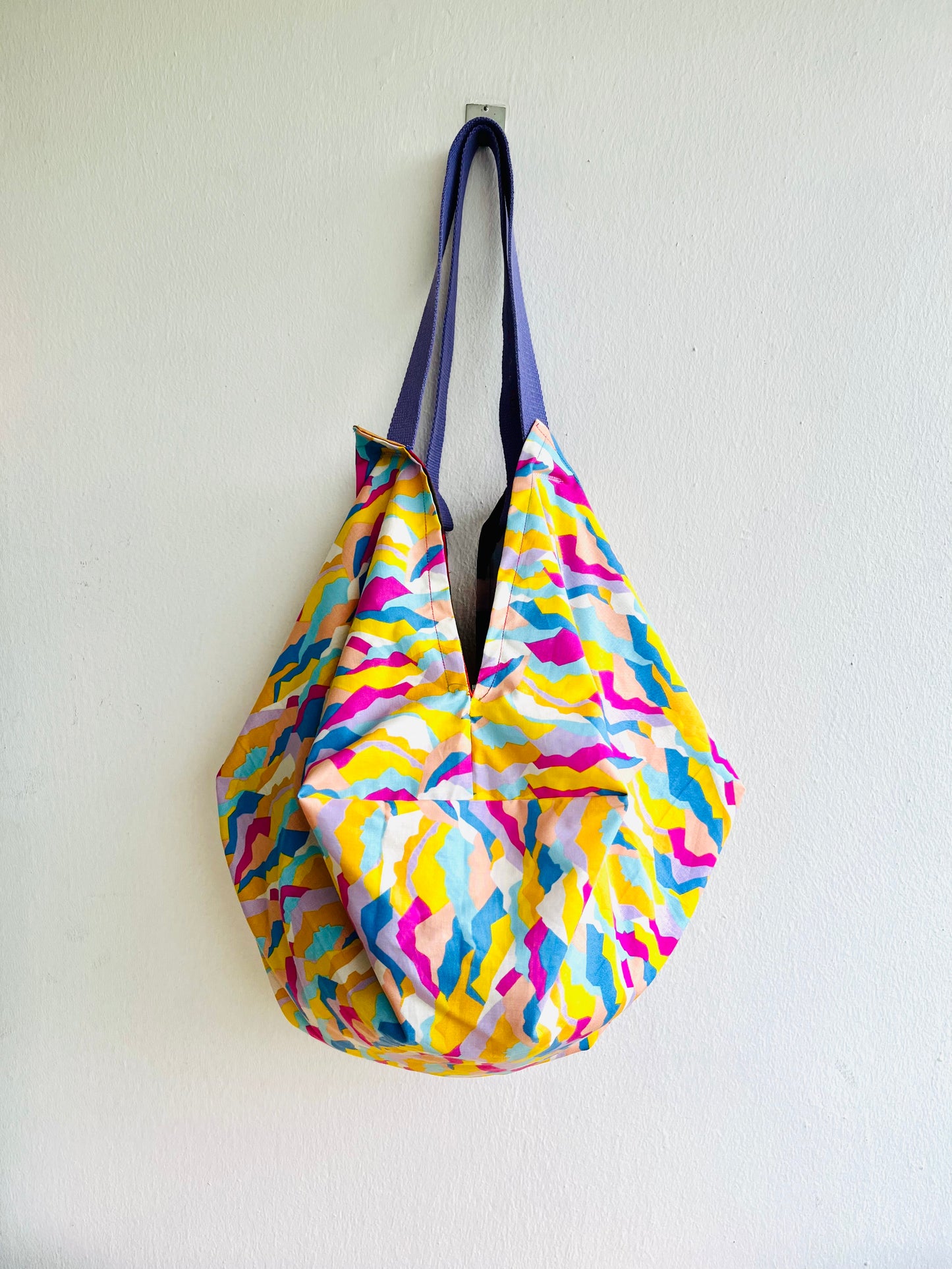 Origami sac bag , shoulder colorful Japanese inspired bag , reversible eco friendly summer bag | Mykonos island - Jiakuma